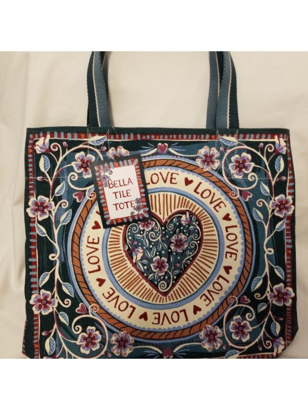 BRIGHTON Love Is All You Need Floral Tote Bag - Cream & Teal - Picture 3 of 9